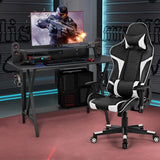 Gaming Desk and Chair Set, Ergonomic E-Sport Gamer Desk & Racing Chair Set w/Cup Holder, Monitor Stand, Earphone Hook,