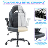 JHK Ergonomic Office Computer Home Gaming Desk Chair Adjustable PU Leather Racing Chair Flip-up Armrest For Christmas Furniture