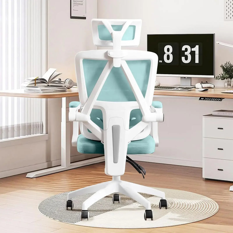 Ergonomic Home Office Chair Work Swivel Chairs with Wheels, Breathable Mesh Back Gaming Chair Adjustable Headrest