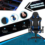 Gaming Desk and Chair Set, Ergonomic E-Sport Gamer Desk & Racing Chair Set w/Cup Holder, Monitor Stand, Earphone Hook,