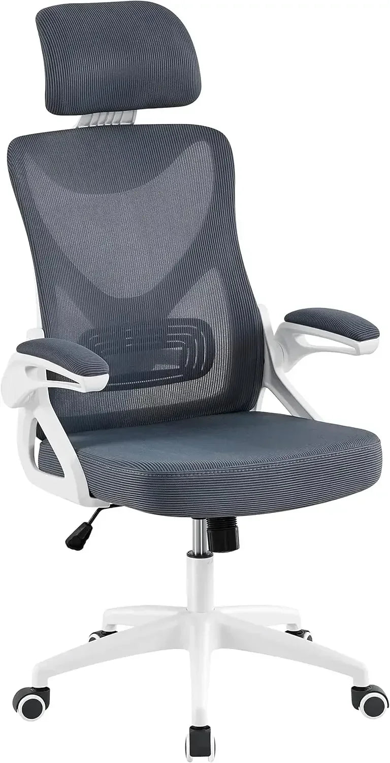 Ergonomic Office Chair, High Back Desk Chair with with flip-up Armrests, Adjustable Padded Headrest Mesh Computer Chair