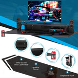 Gaming Desk and Chair Set, Ergonomic E-Sport Gamer Desk & Racing Chair Set w/Cup Holder, Monitor Stand, Earphone Hook,