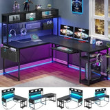 Reversible L-Shaped Gaming Desk, LED