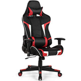 Gaming Desk and Chair Set, Ergonomic E-Sport Gamer Desk & Racing Chair Set w/Cup Holder, Monitor Stand, Earphone Hook,