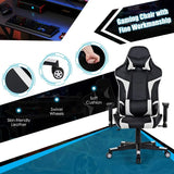 Gaming Desk and Chair Set, Ergonomic E-Sport Gamer Desk & Racing Chair Set w/Cup Holder, Monitor Stand, Earphone Hook,