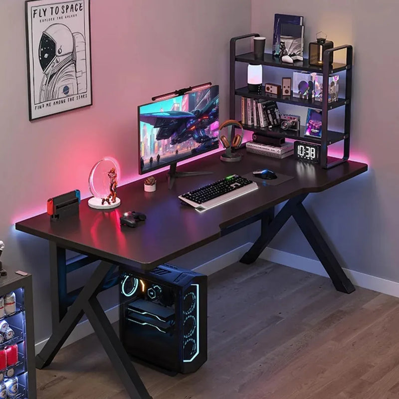 Esports Gaming Table K-shaped Modern Luxury Iron Computer Desks Ergonomic Gaming Player Computer Desk Simple Bedroom Office Desk