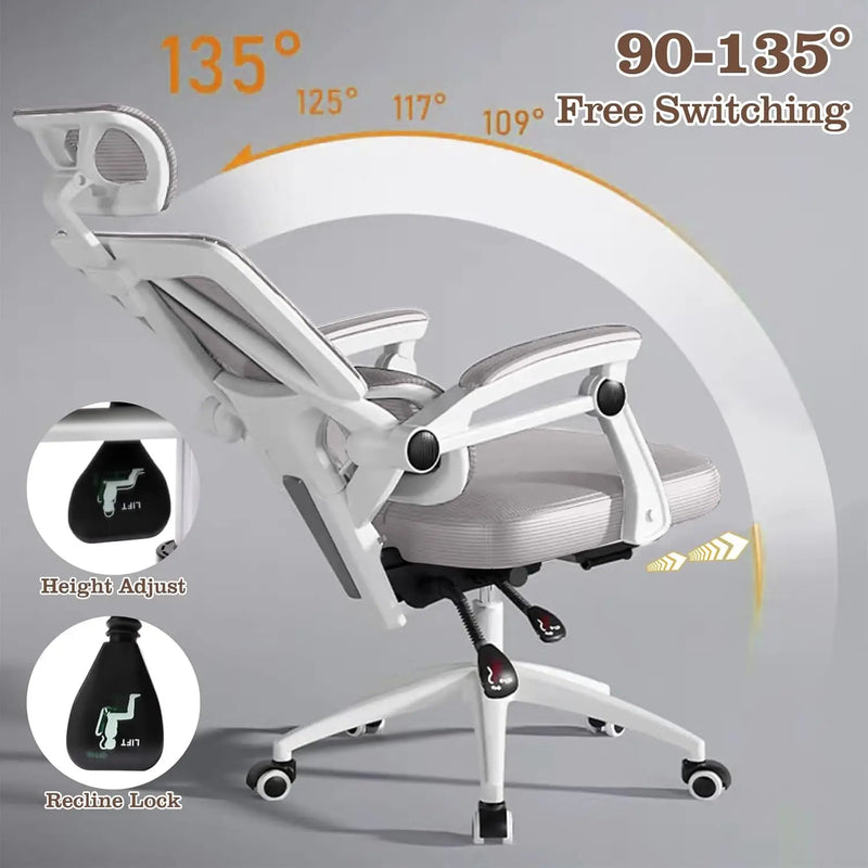 Ergonomic Home Office Chair Work Swivel Chairs with Wheels, Breathable Mesh Back Gaming Chair Adjustable Headrest