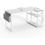 L Shaped Computer Desk with Reversible Shelves, Gaming Desk Study Writing Desk for Home Office Bedroom Small Space