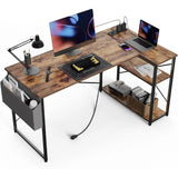 L Shaped Computer Desk with Reversible Shelves, Gaming Desk Study Writing Desk for Home Office Bedroom Small Space