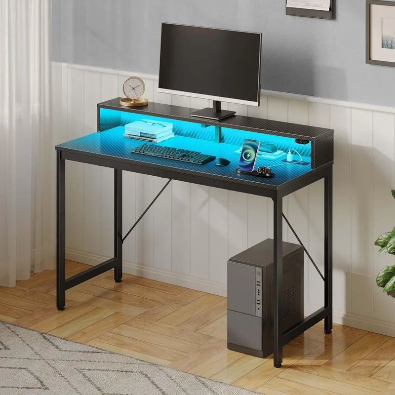 39inch Computer Desk with LED & Outlets