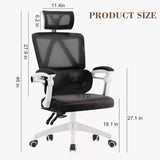 Ergonomic Home Office Chair Work Swivel Chairs with Wheels, Breathable Mesh Back Gaming Chair Adjustable Headrest