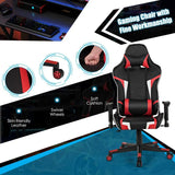 Gaming Desk and Chair Set, Ergonomic E-Sport Gamer Desk & Racing Chair Set w/Cup Holder, Monitor Stand, Earphone Hook,