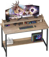 Computer Desk with Shelf, 32 Inch Gaming Desk, Home Office Storage Study Computer Desk Workstation, Metal Frame