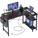 L Shaped Computer Desk with Reversible Shelves, Gaming Desk Study Writing Desk for Home Office Bedroom Small Space