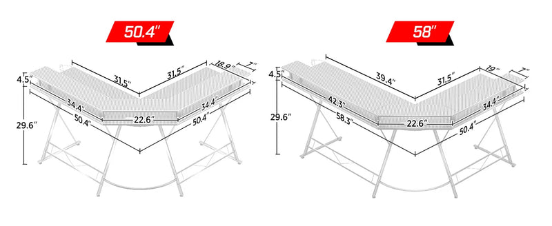 L-Shaped Gaming Desk with LED