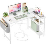 L Shaped Computer Desk with Reversible Shelves, Gaming Desk Study Writing Desk for Home Office Bedroom Small Space