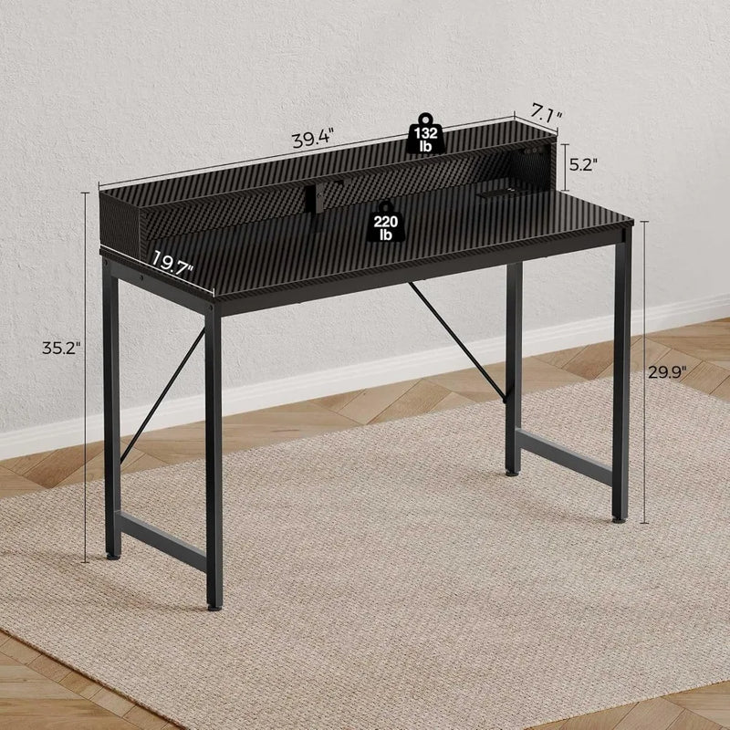 39inch Computer Desk with LED & Outlets