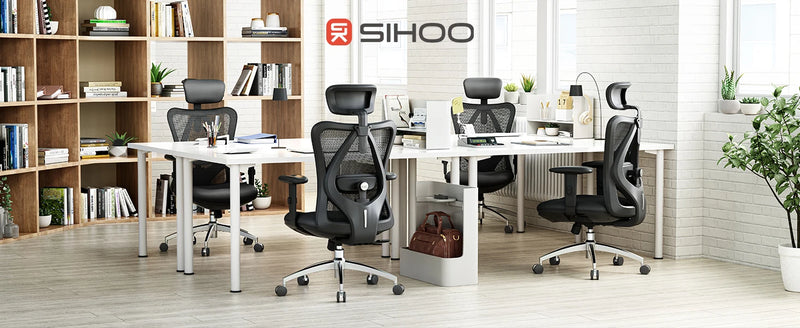 SIHOO M18 Ergonomic Office Chair for Big and Tall People Adjustable Headrest with 2D Armrest Lumbar Support and PU Wheels Swivel