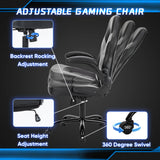 JHK Ergonomic Office Computer Home Gaming Desk Chair Adjustable PU Leather Racing Chair Flip-up Armrest For Christmas Furniture