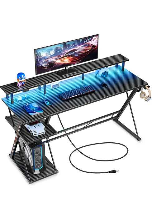 L-Shaped Gaming Desk with LED