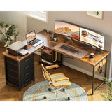 L-Shaped Desk with Drawers & Outlets