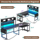 Reversible L-Shaped Gaming Desk, LED